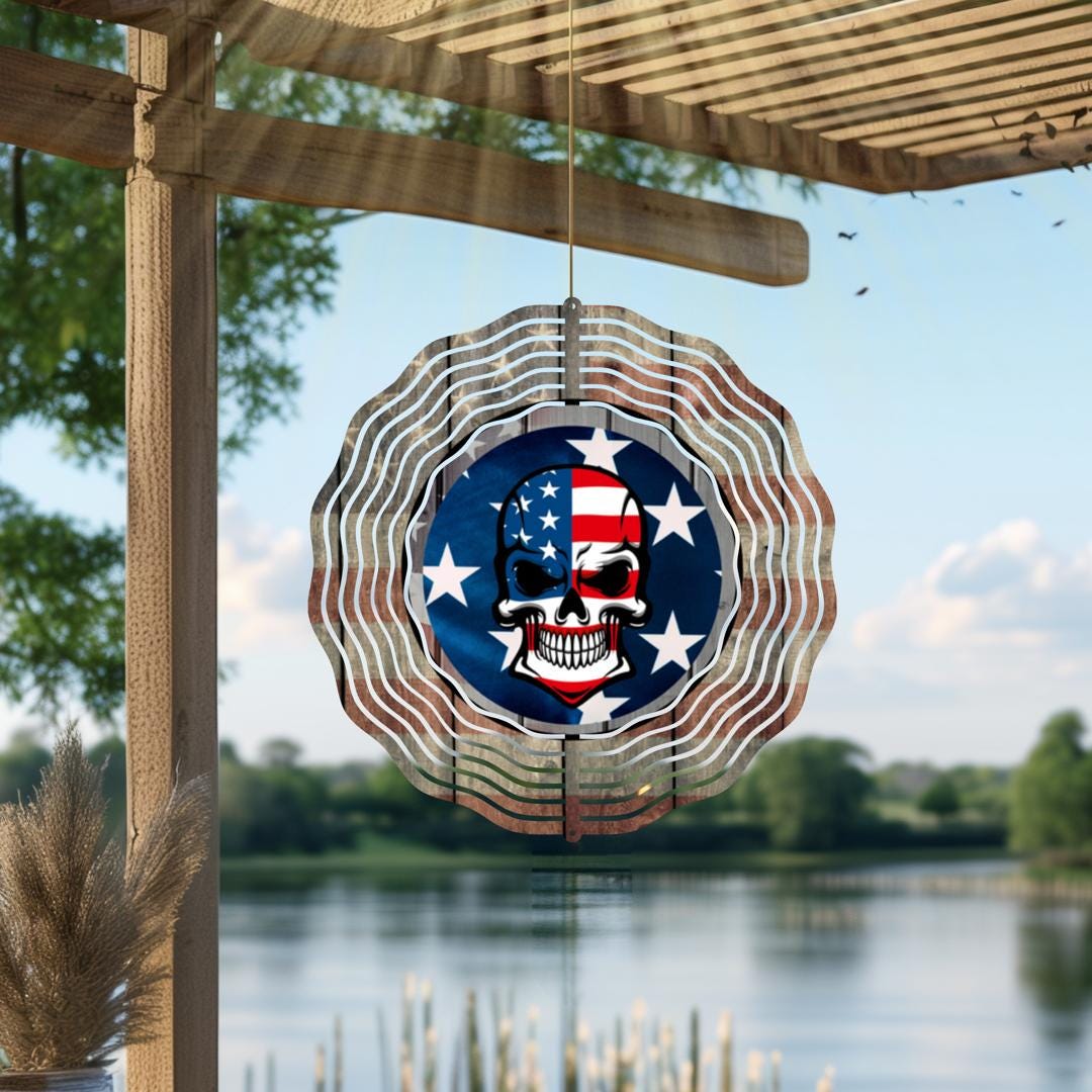 Patriotic Wind Spinner | Veteran Garden Decor, American Flag Art