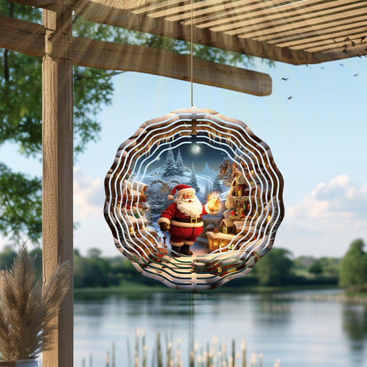 Santa Wind Spinner | Christmas Garden Decor, Holiday Outdoor Art