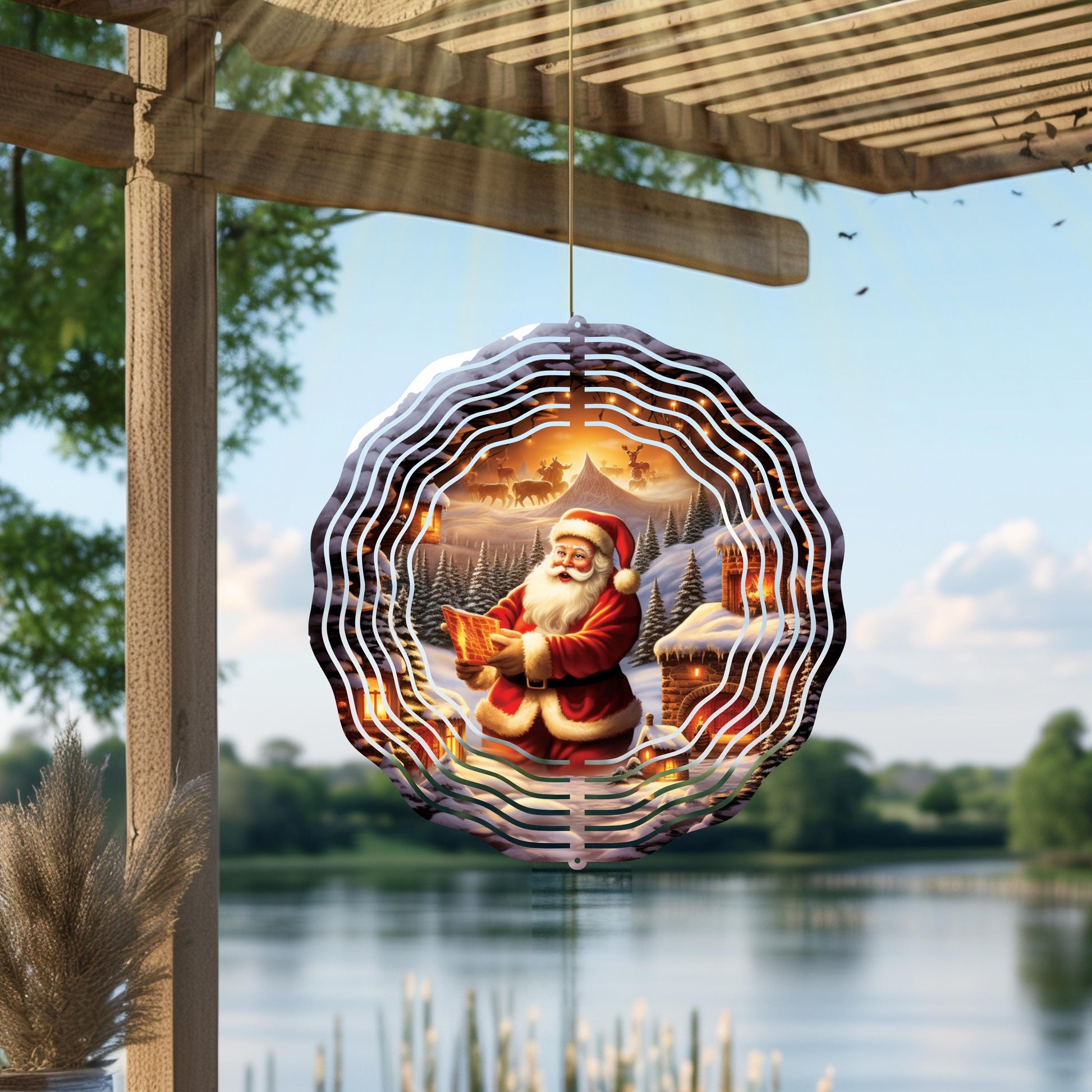 Santa Wind Spinner | Christmas Garden Decor, Holiday Outdoor Art