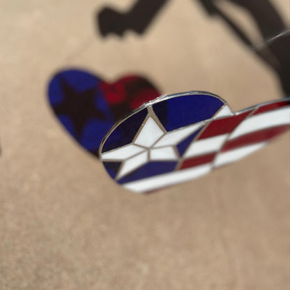 American Flag Heart Suncatcher | Handmade Stained Glass Window Art