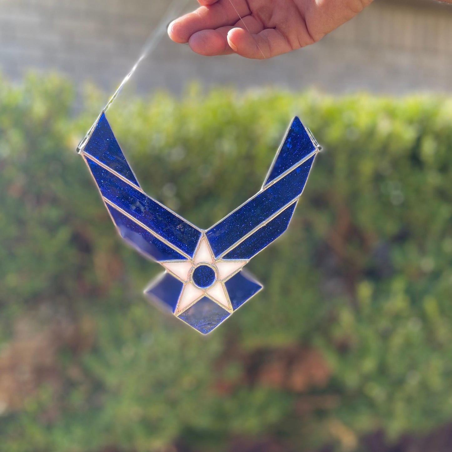 United States Air Force Stained Glass | Patriotic Blue White Suncatcher | Veteran Gift | Military Home Décor | Handmade USA Art