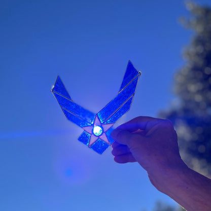 United States Air Force Stained Glass | Patriotic Blue White Suncatcher | Veteran Gift | Military Home Décor | Handmade USA Art