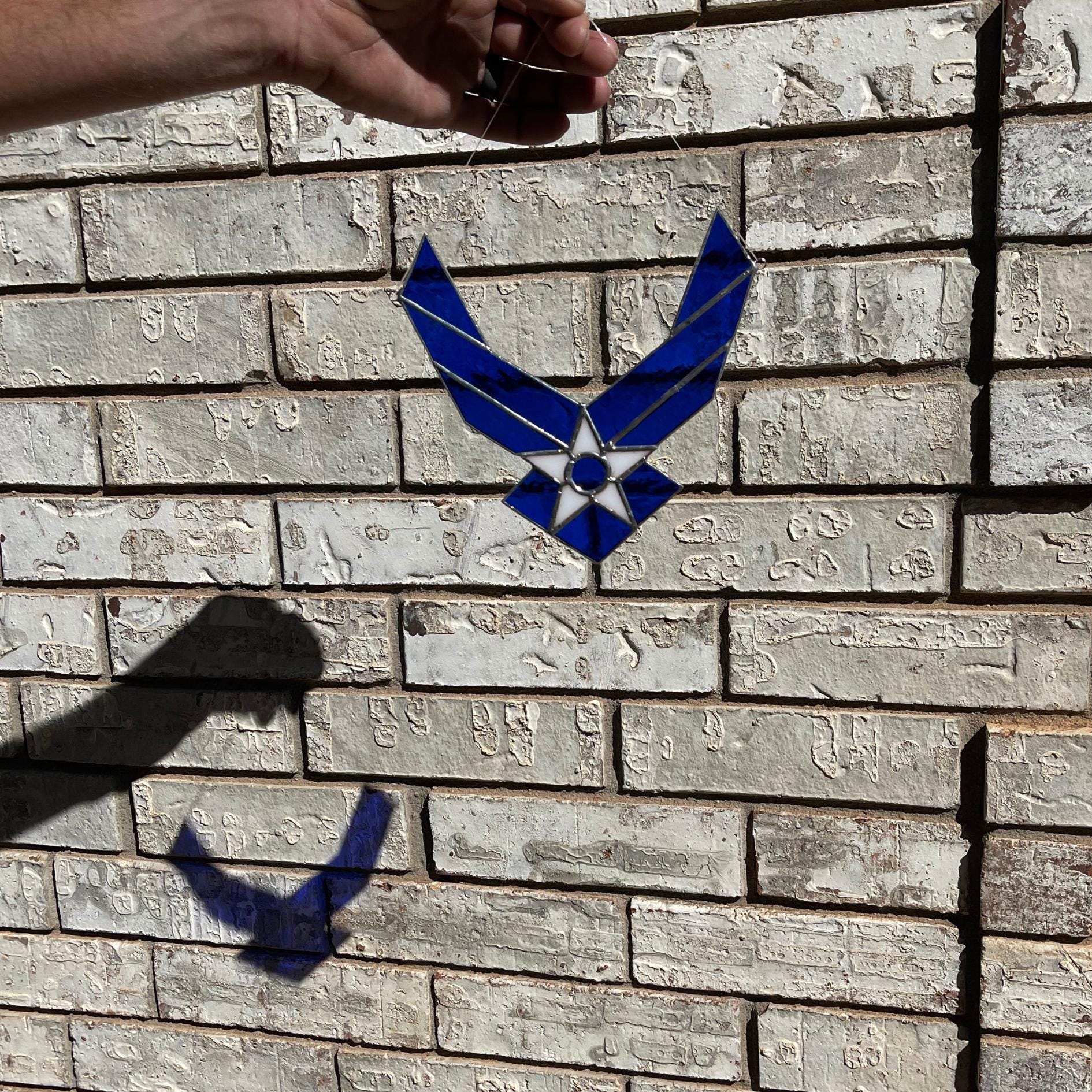 United States Air Force Stained Glass | Patriotic Blue White Suncatcher | Veteran Gift | Military Home Décor | Handmade USA Art