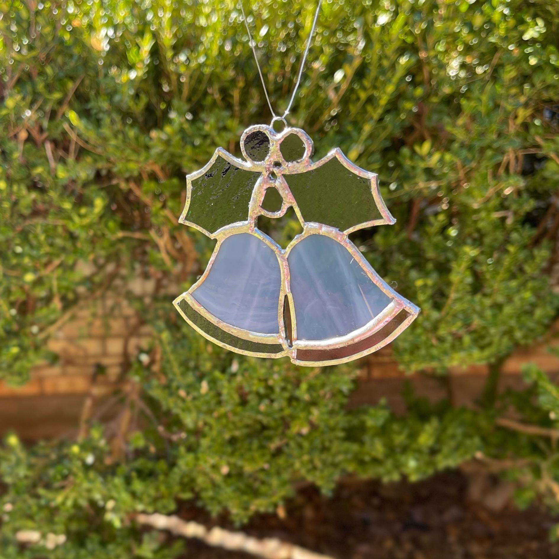Christmas Bells Stained Glass Ornament | Handmade Holiday Suncatcher | Festive Window Décor | Winter Gift | Glass Christmas Art