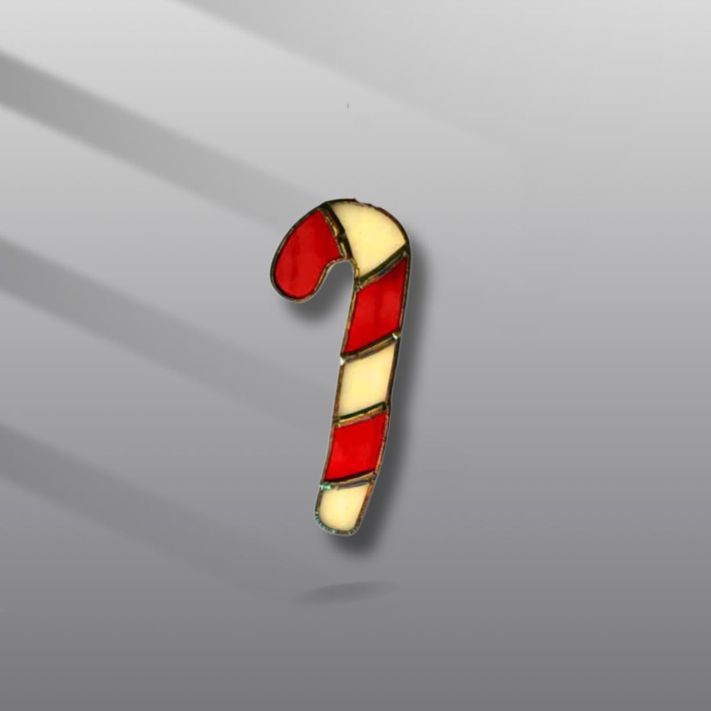 Candy Cane Stained Glass Ornament | Handmade Christmas Suncatcher | Red White Holiday Décor | Festive Gift | Winter Window Art