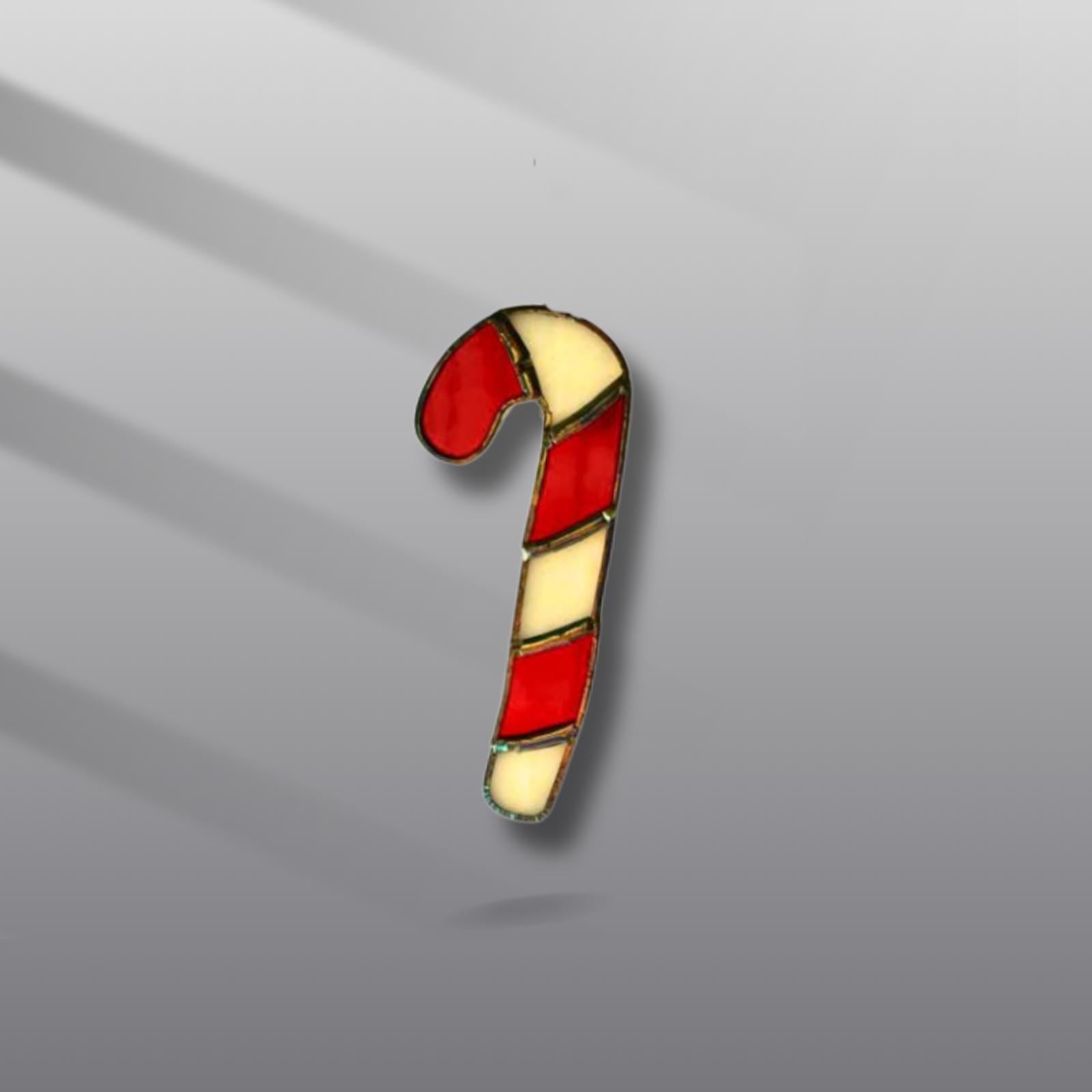 Candy Cane Stained Glass Ornament | Handmade Christmas Suncatcher | Red White Holiday Décor | Festive Gift | Winter Window Art