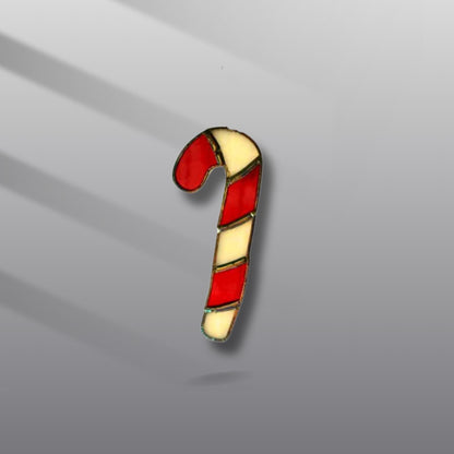 Candy Cane Stained Glass Ornament | Handmade Christmas Suncatcher | Red White Holiday Décor | Festive Gift | Winter Window Art