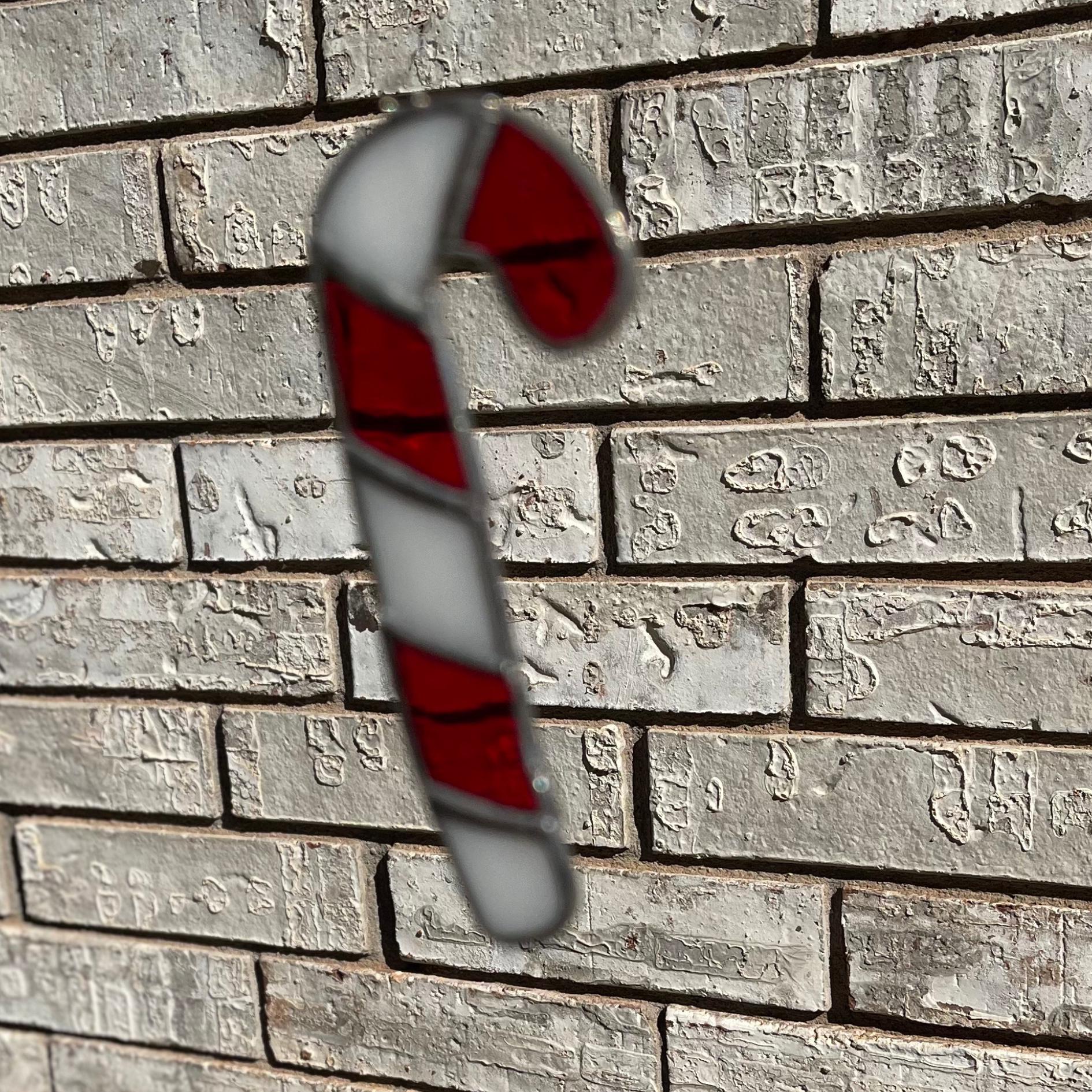 Candy Cane Stained Glass Ornament | Handmade Christmas Suncatcher | Red White Holiday Décor | Festive Gift | Winter Window Art