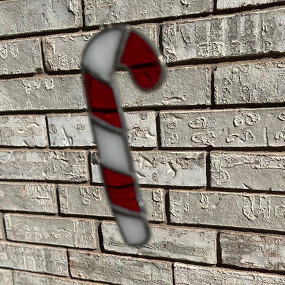 Candy Cane Stained Glass Ornament | Handmade Christmas Suncatcher | Red White Holiday Décor | Festive Gift | Winter Window Art
