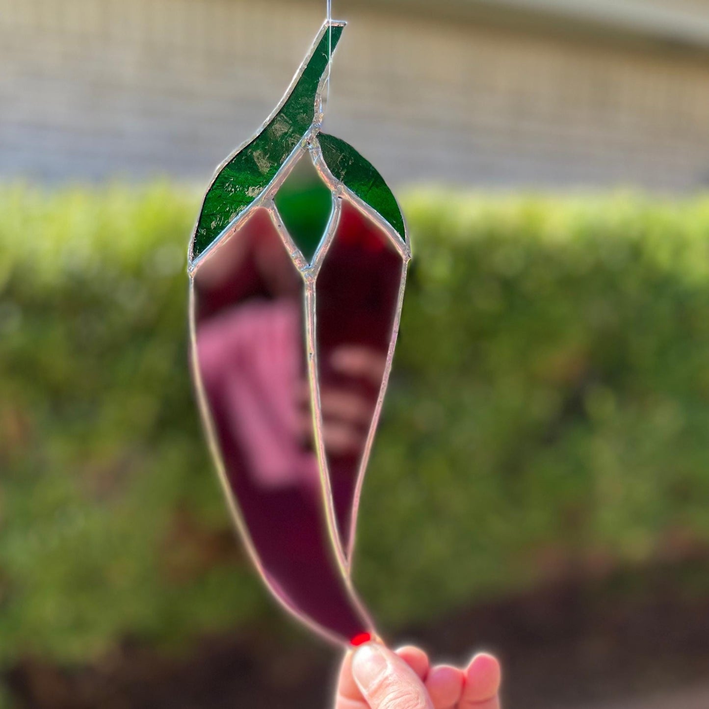 Chili Pepper Stained Glass | Handmade Southwestern Suncatcher | Kitchen Window Décor | Red Green Glass Art | Spicy Gift Idea