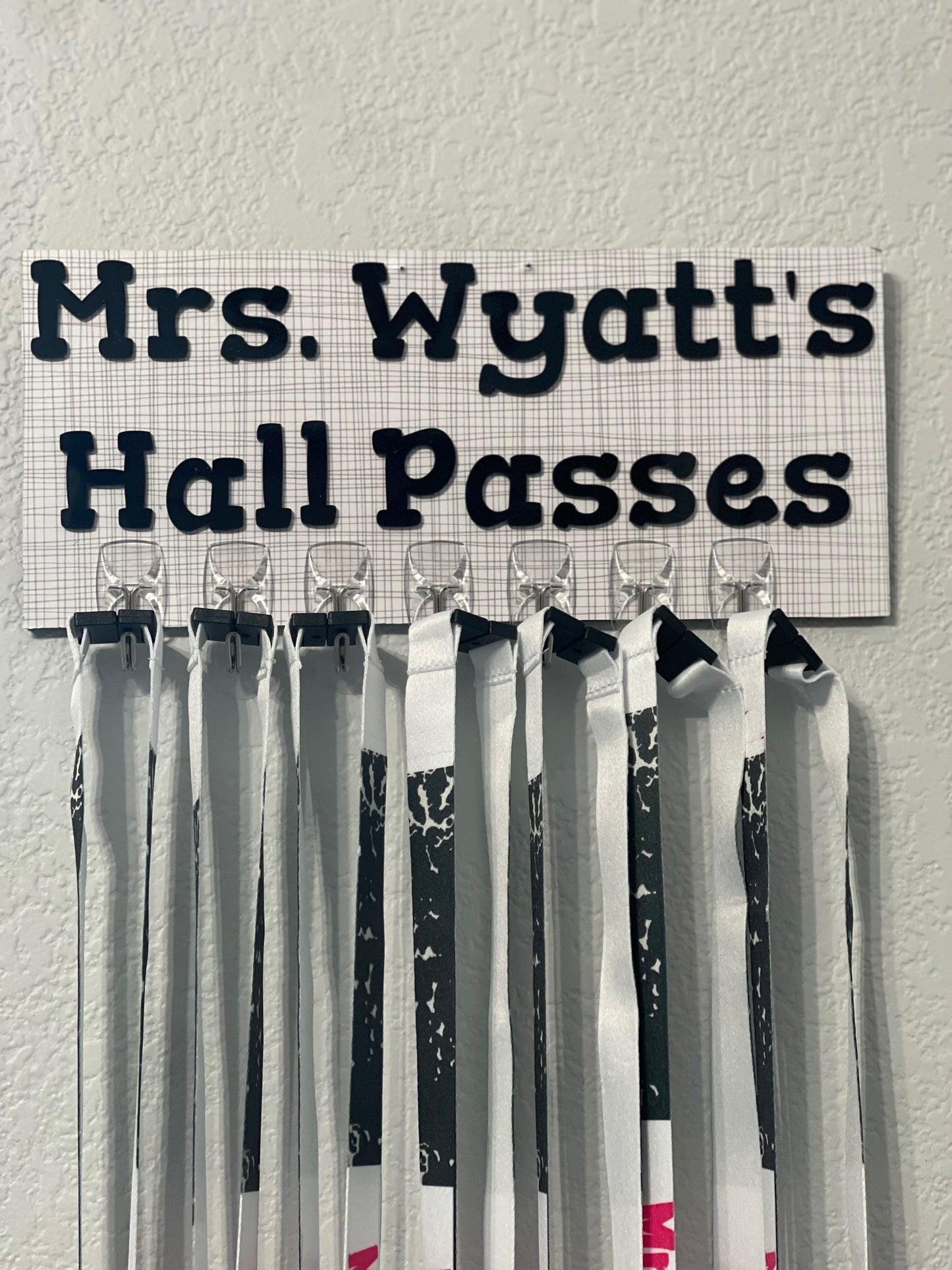Personalized Teacher Hall Pass Set: Laser Engraved Acrylic Classroom Lanyard Passes