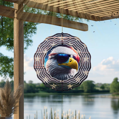 American Eagle Wind Spinner – Patriotic Metal Outdoor Garden Art