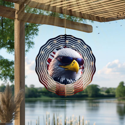 American Eagle Wind Spinner – Patriotic Metal Outdoor Garden Art