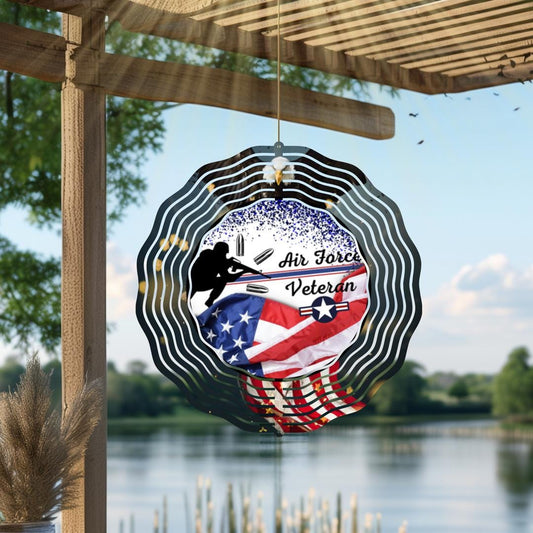 U.S. Air Force Veteran Wind Spinner – Patriotic American Flag Metal Outdoor Decor