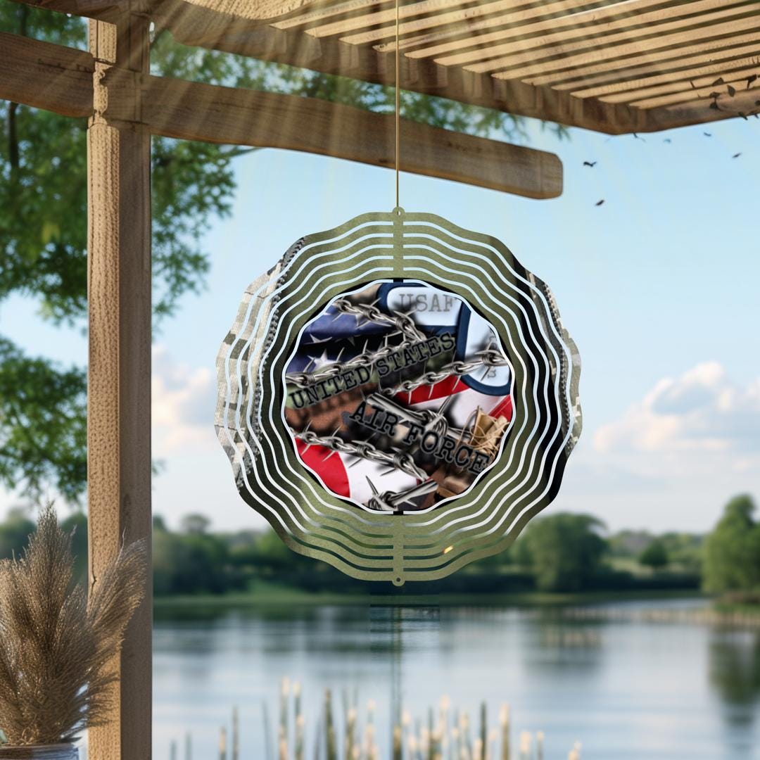 U.S. Air Force Veteran Wind Spinner – Patriotic American Flag Metal Outdoor Decor