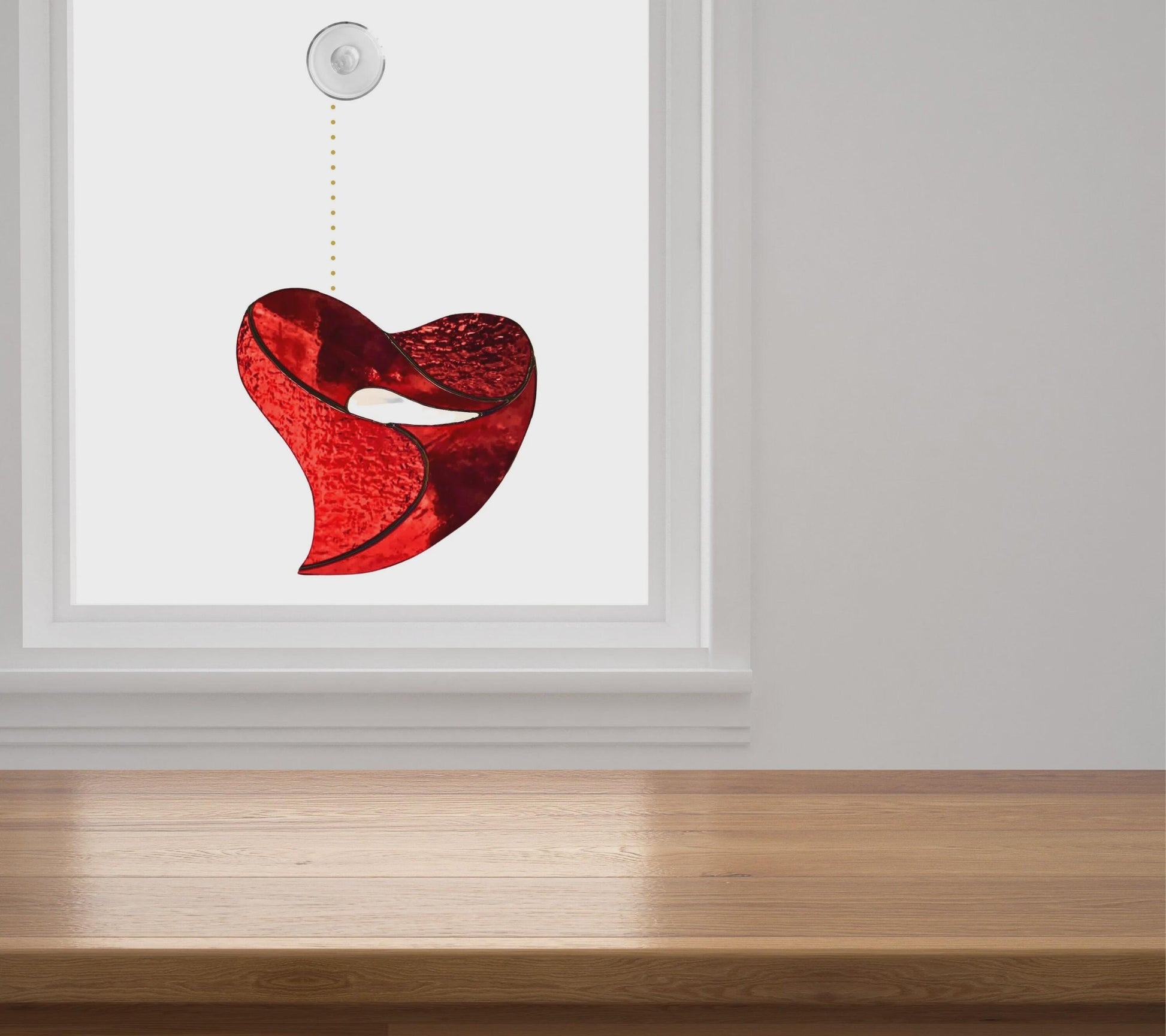Red Heart Stained Glass | Handmade Modern Heart Suncatcher | Valentine Gift | Romantic Window Décor | Love Glass Art