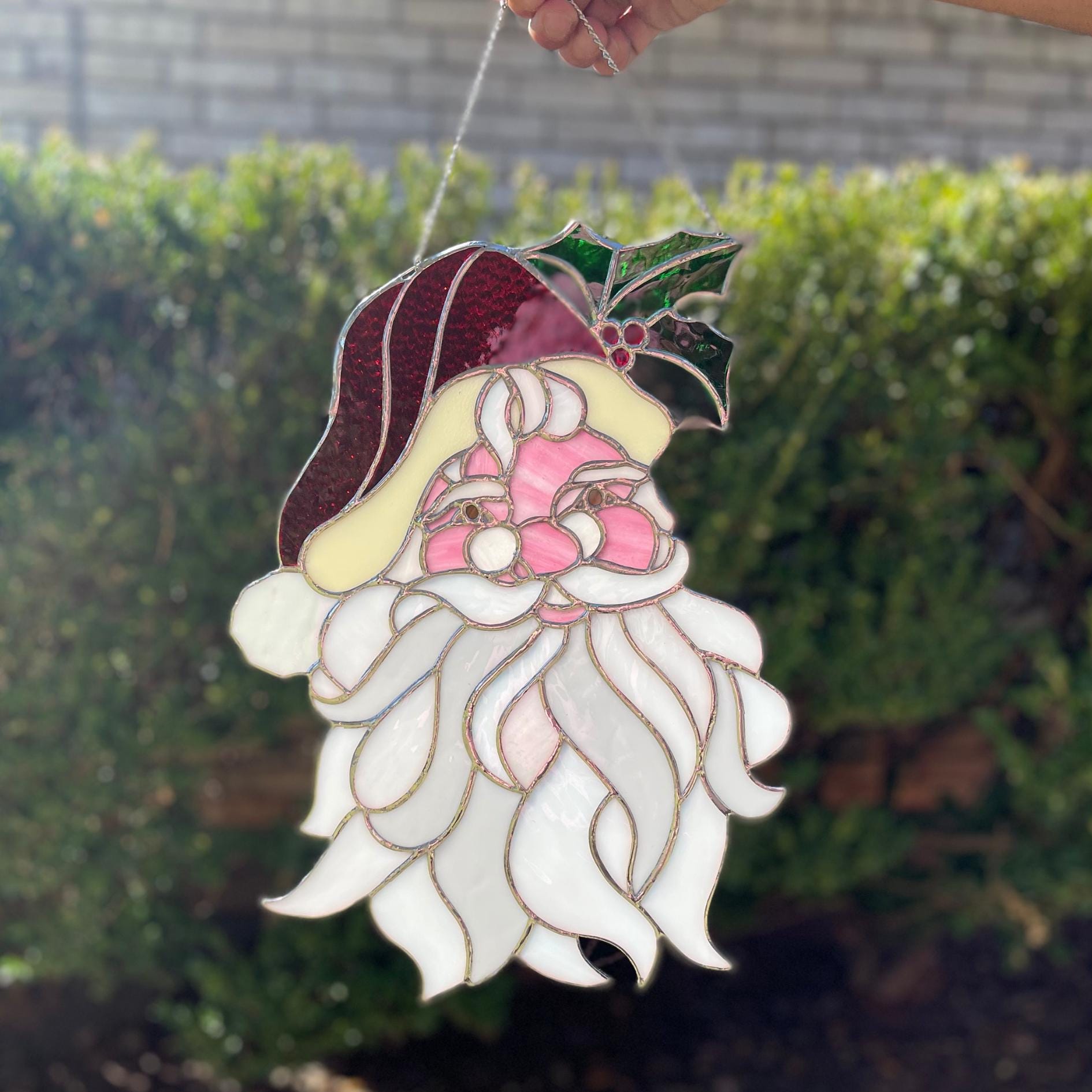 Handmade Santa Claus Stained Glass Suncatcher | Christmas Window Art