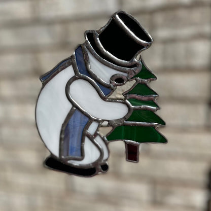 Snowman Stained Glass | Handmade Holiday Suncatcher | Winter Window Décor | Frosty Christmas Gift | Veteran Made