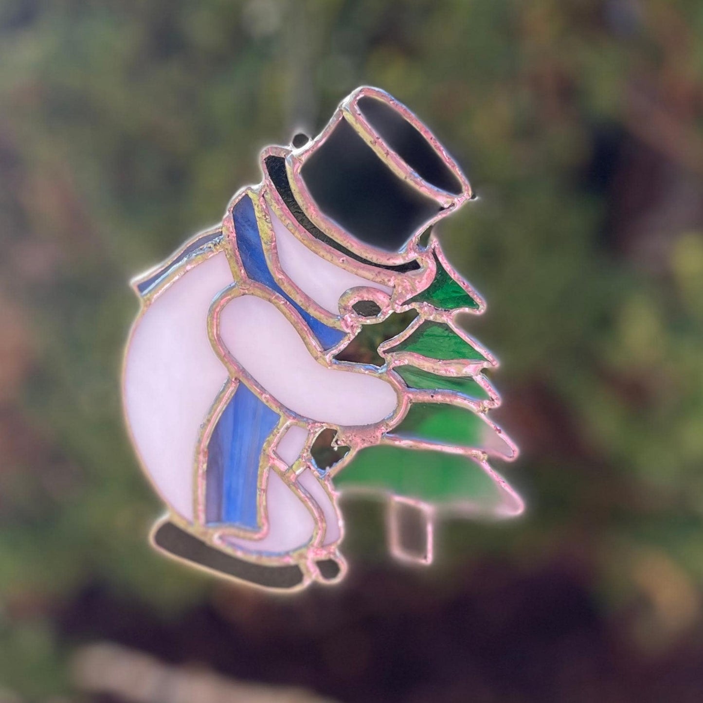 Snowman Stained Glass | Handmade Holiday Suncatcher | Winter Window Décor | Frosty Christmas Gift | Veteran Made