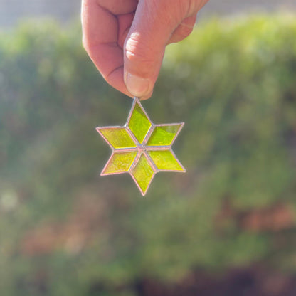 Small Star Ornament Stained Glass | Handmade Yellow Sun Catcher | Holiday Window Décor | Christmas Ornament Gift