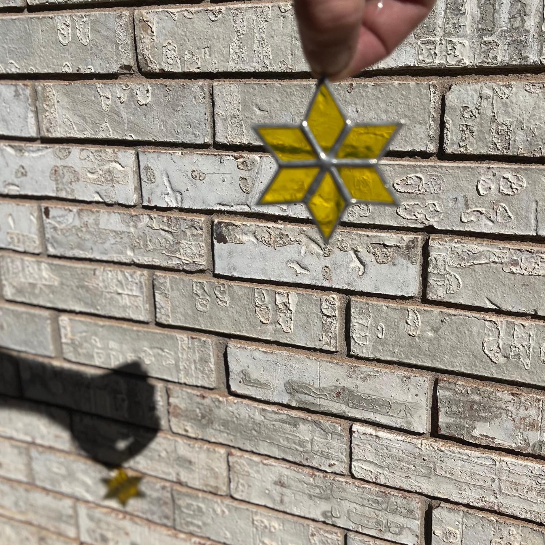 Small Star Ornament Stained Glass | Handmade Yellow Sun Catcher | Holiday Window Décor | Christmas Ornament Gift