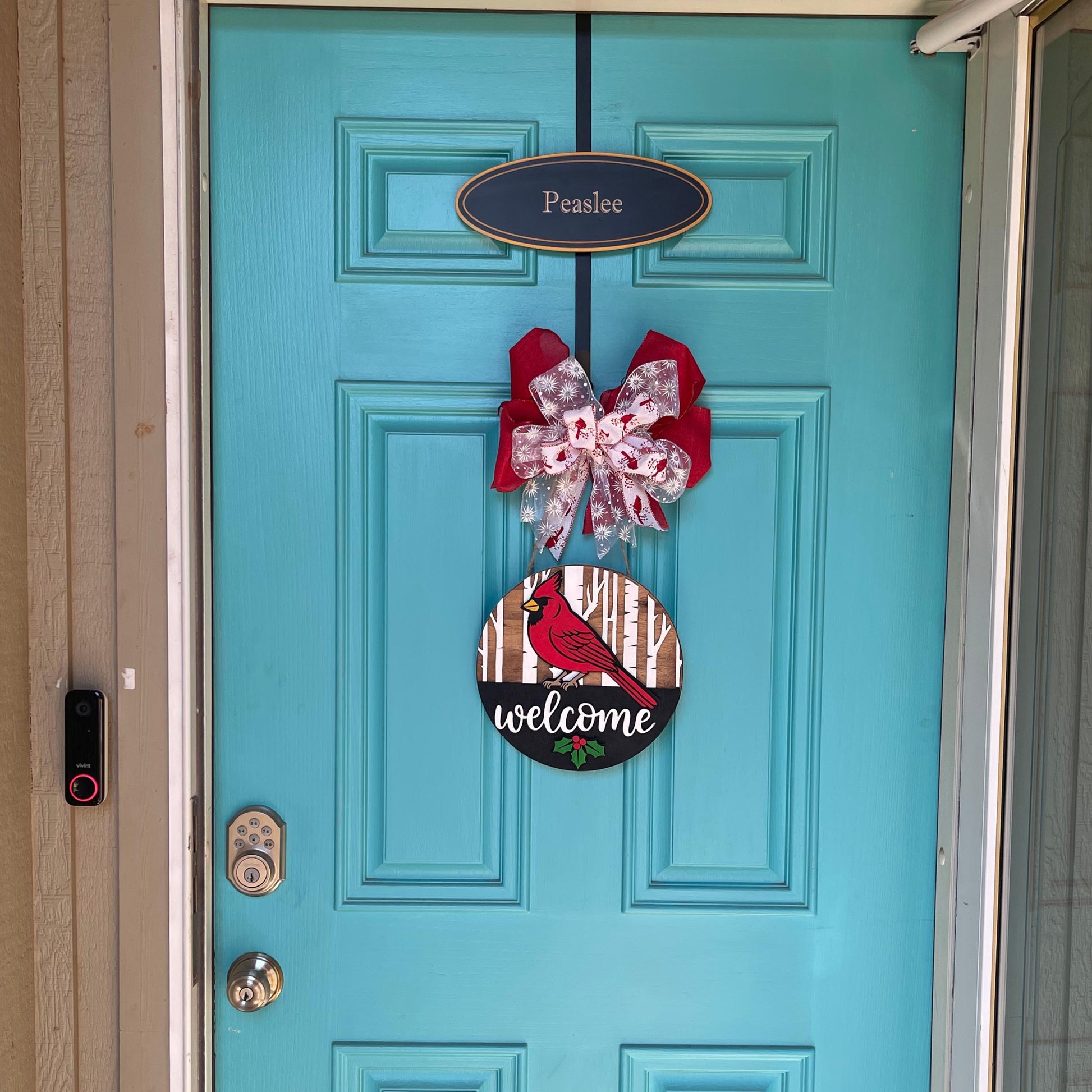 Cardinal Wooden Door Hanger | Rustic 3D Welcome Sign