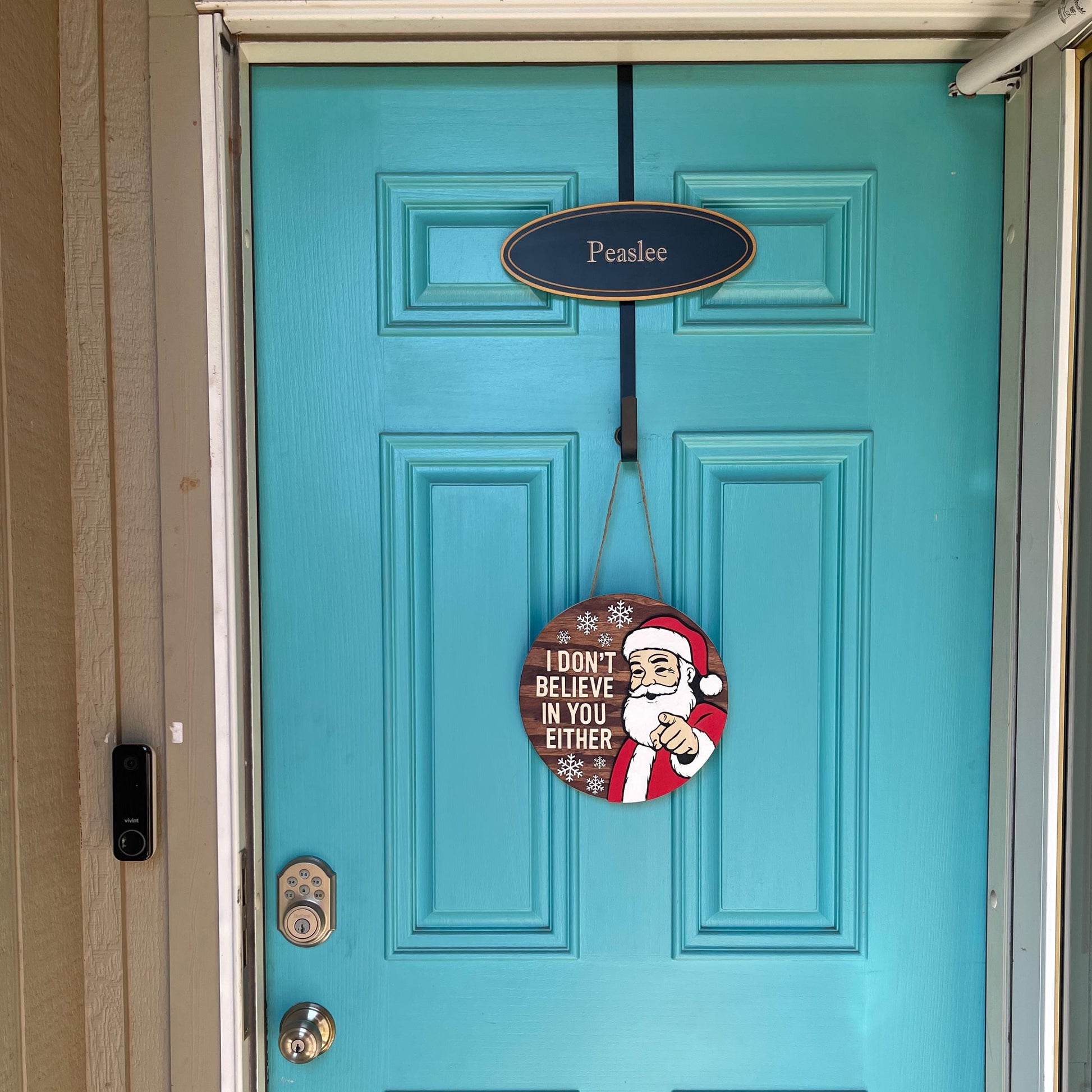 Funny Santa Door Hanger | I Don’t Believe In You Either Sign | 3D Layered Wood Christmas Décor | Handmade Holiday Gift