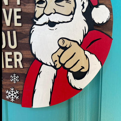 Funny Santa Door Hanger | I Don’t Believe In You Either Sign | 3D Layered Wood Christmas Décor | Handmade Holiday Gift