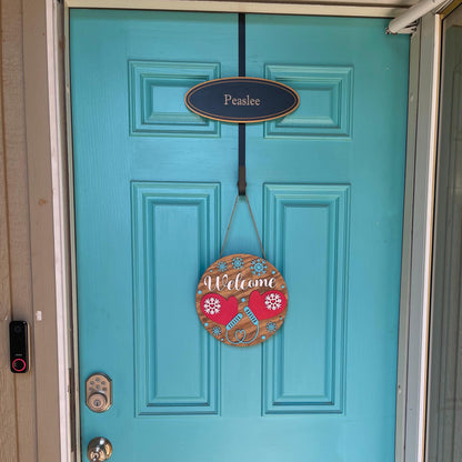 Welcome Mittens Door Hanger | 3D Winter Wood Sign | Layered Handmade Door Décor | Rustic Snowflake Seasonal Home Gift