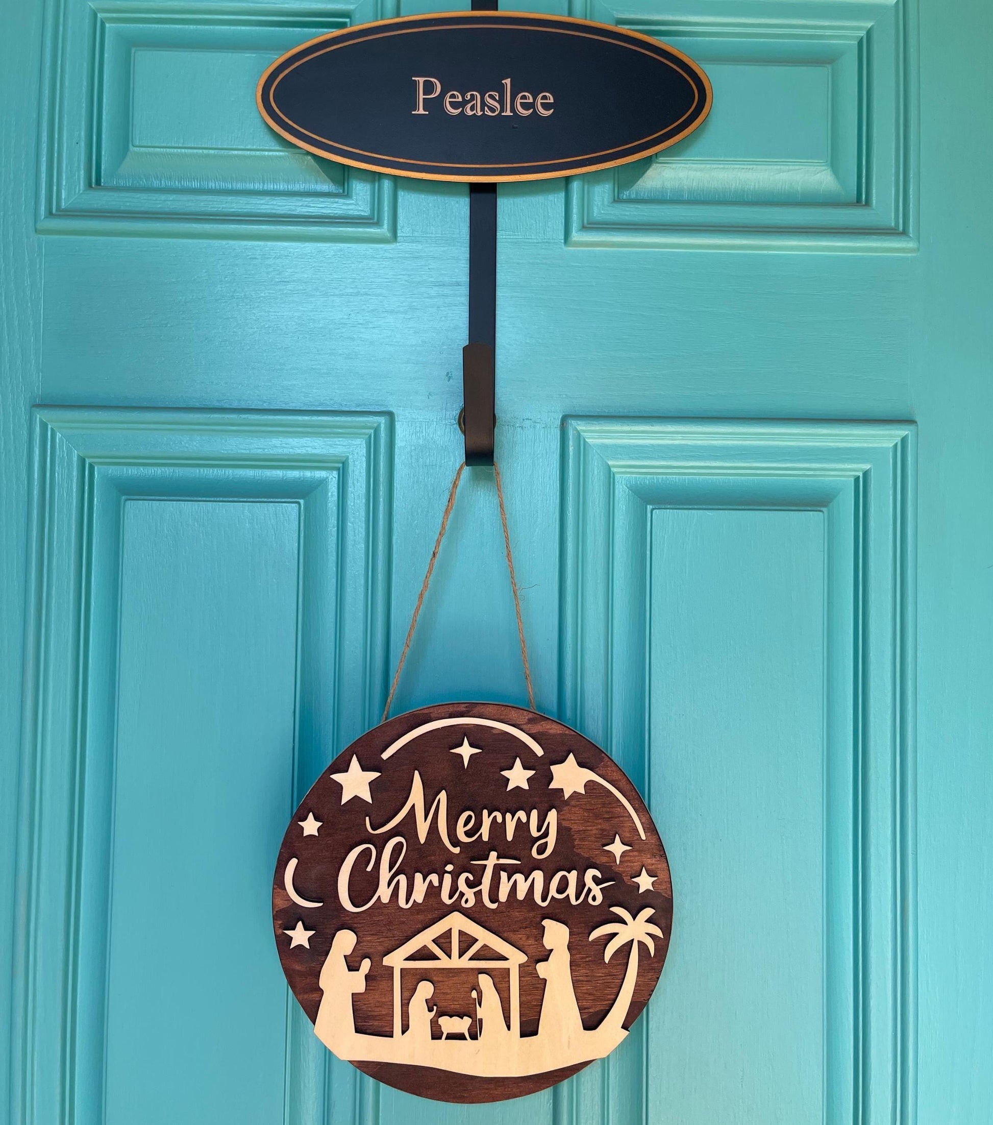Nativity Door Hanger | Rustic 3D Wooden Christmas Sign