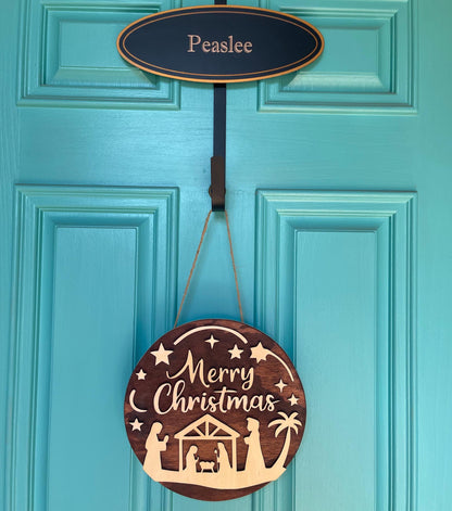 Nativity Door Hanger | Rustic 3D Wooden Christmas Sign