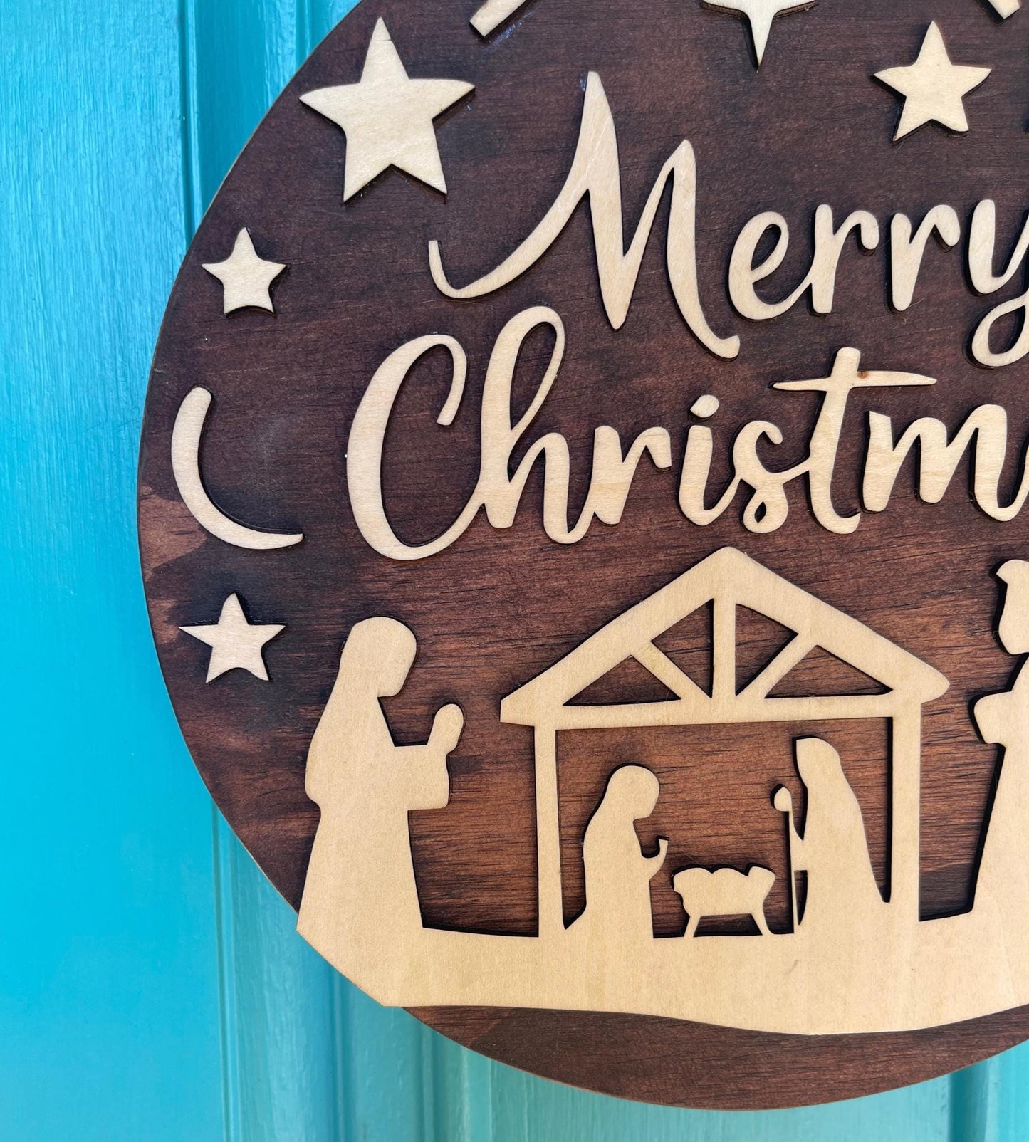 Nativity Door Hanger | Rustic 3D Wooden Christmas Sign