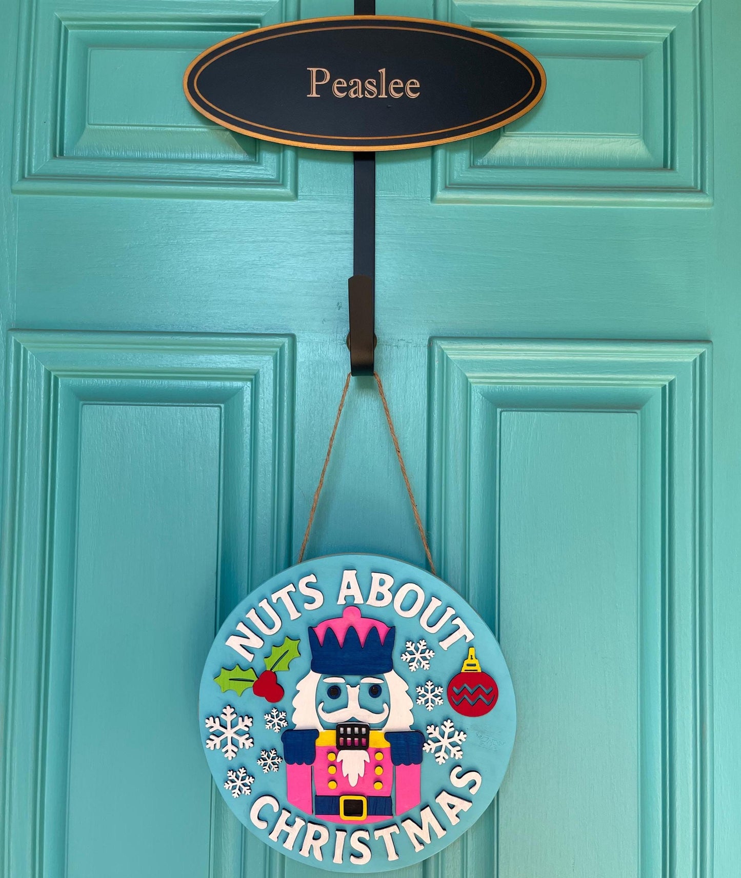Nuts About Christmas Door Hanger | 3D Nutcracker Wood Sign | Layered Holiday Door Décor | Handmade Festive Gift Idea