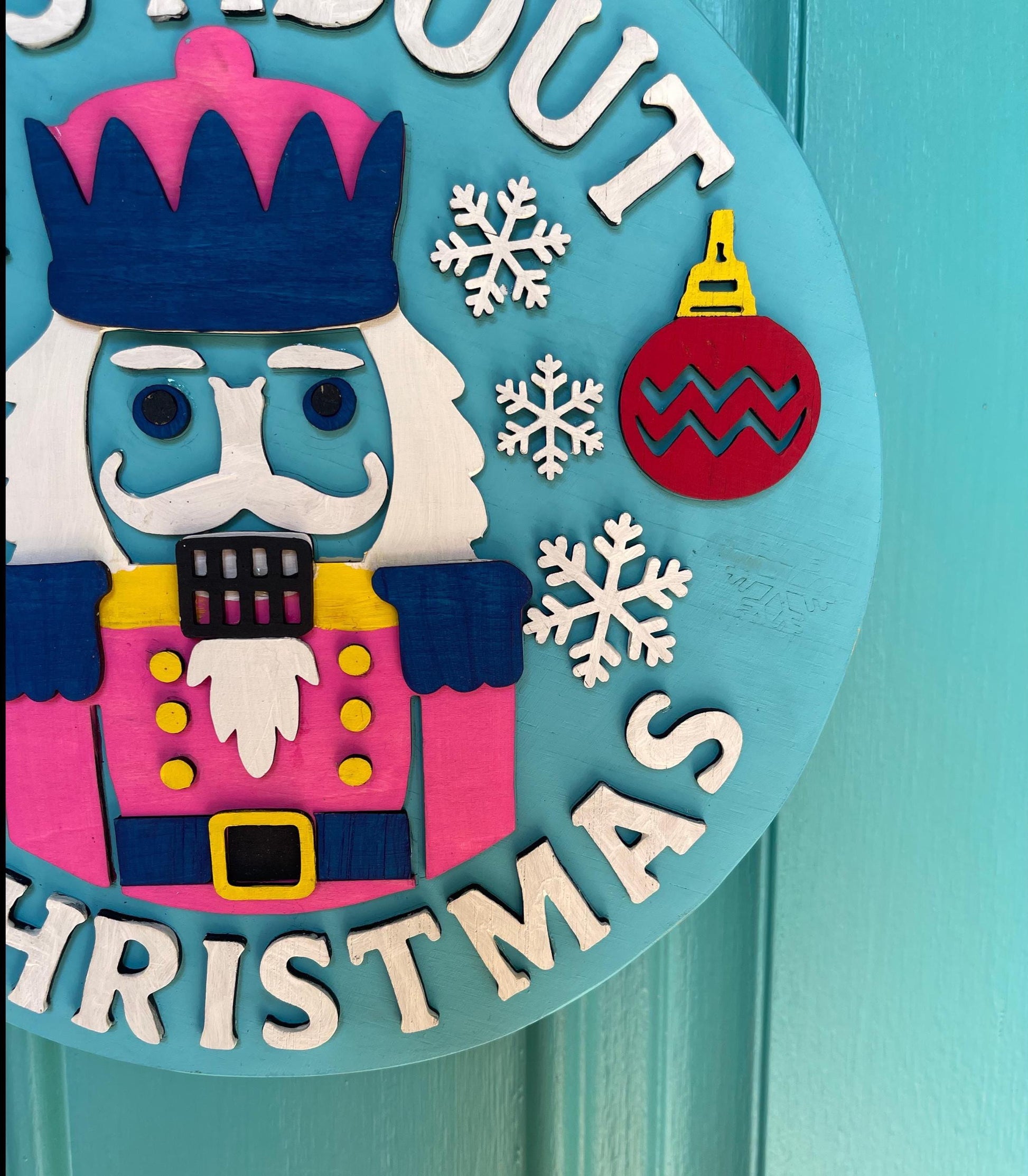Nuts About Christmas Door Hanger | 3D Nutcracker Wood Sign | Layered Holiday Door Décor | Handmade Festive Gift Idea