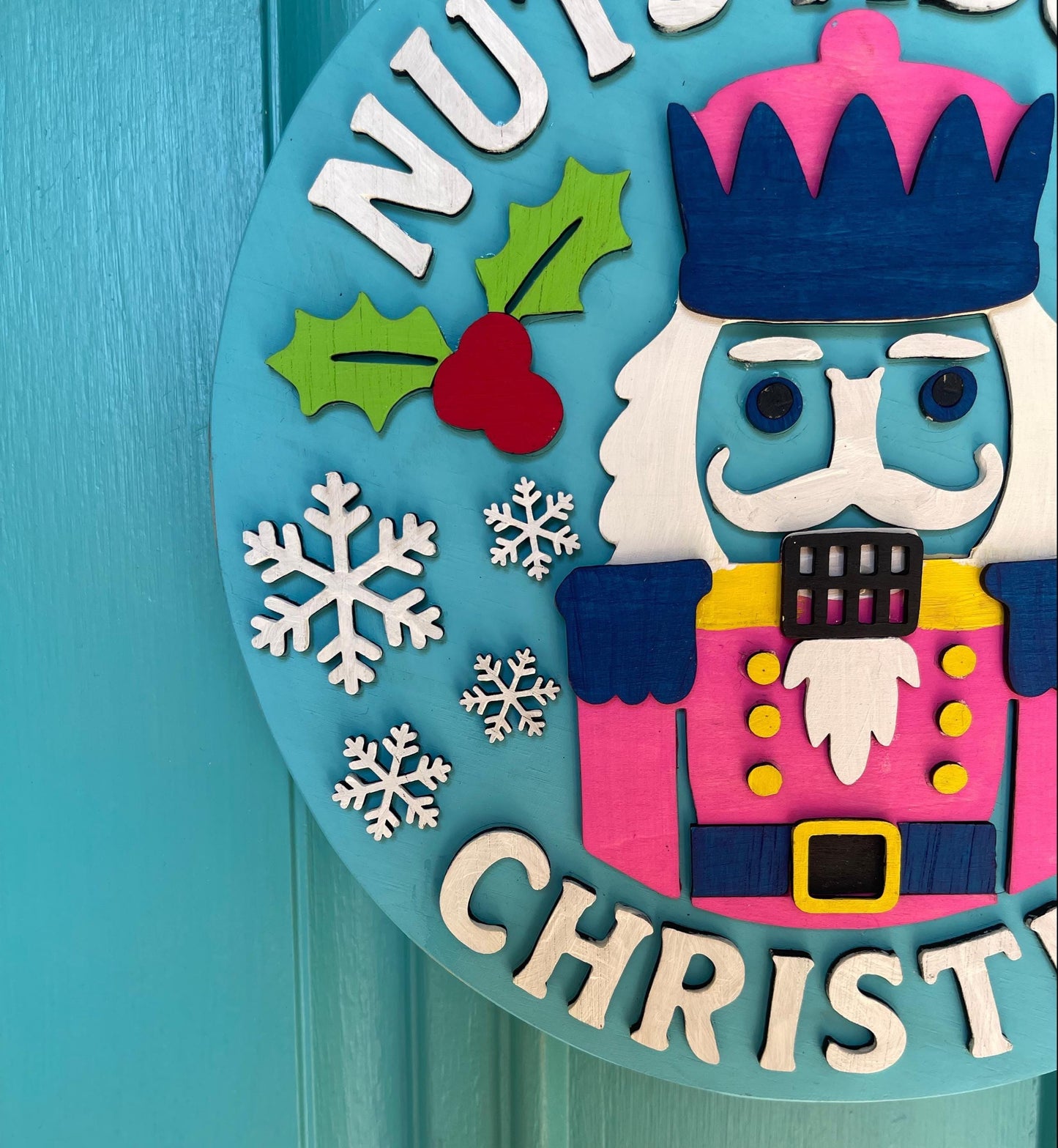 Nuts About Christmas Door Hanger | 3D Nutcracker Wood Sign | Layered Holiday Door Décor | Handmade Festive Gift Idea