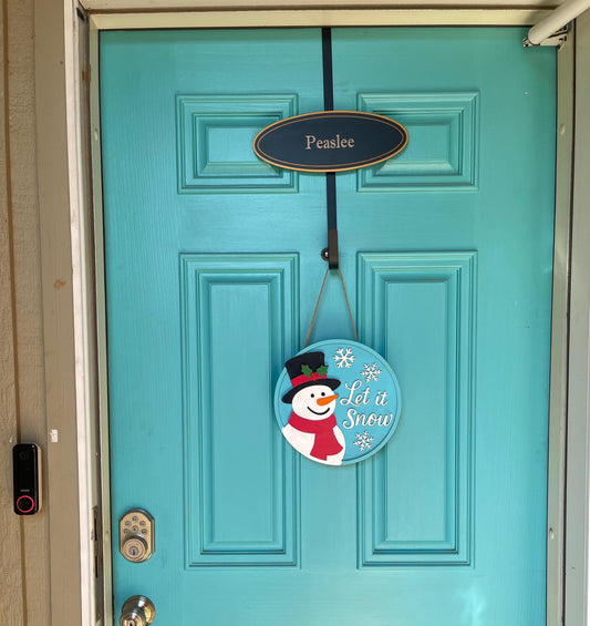 Let It Snow Door Hanger | Layered Snowman Wood Sign | 3D Winter Welcome Décor | Handmade Holiday Front Door Christmas Gift