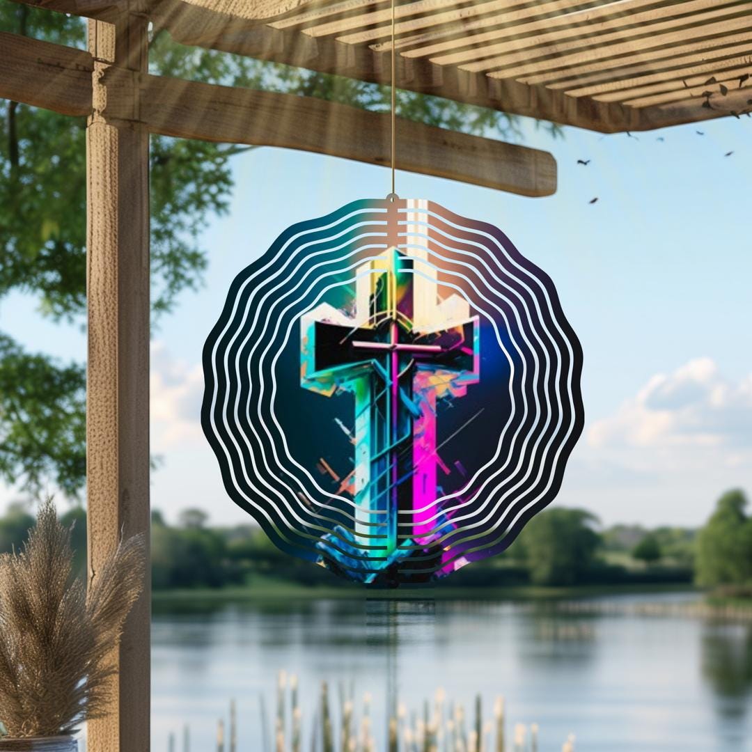 Neon Tropical Metal Wind Spinner | Beach Boho Garden Art