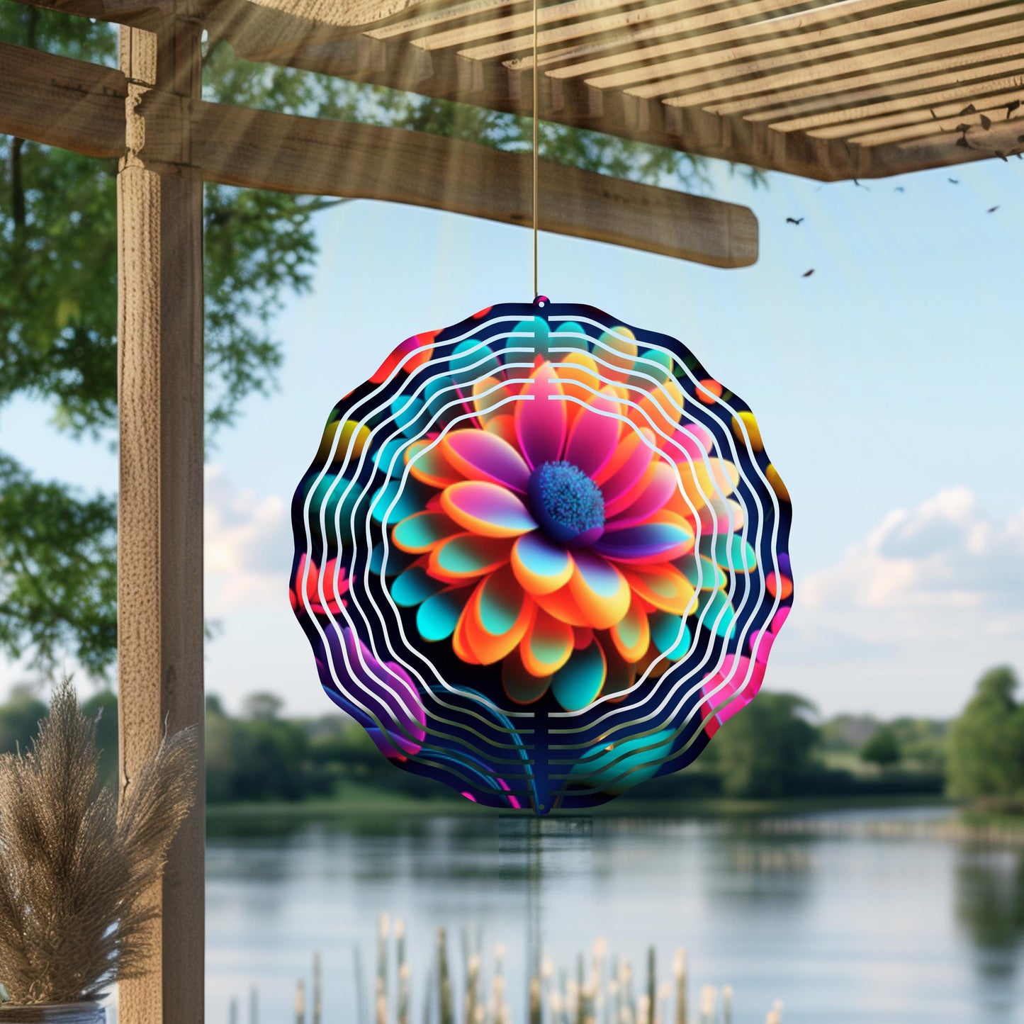 Metal Daisy Wind Spinner | Colorful Garden Art, Outdoor Decor