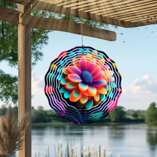 Metal Daisy Wind Spinner | Colorful Garden Art, Outdoor Decor