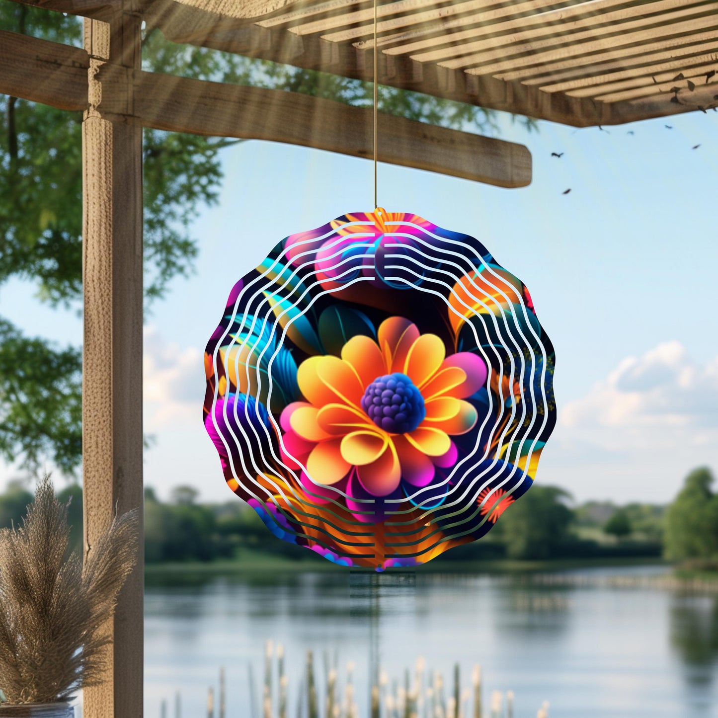 Metal Daisy Wind Spinner | Colorful Garden Art, Outdoor Decor