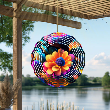 Metal Daisy Wind Spinner | Colorful Garden Art, Outdoor Decor