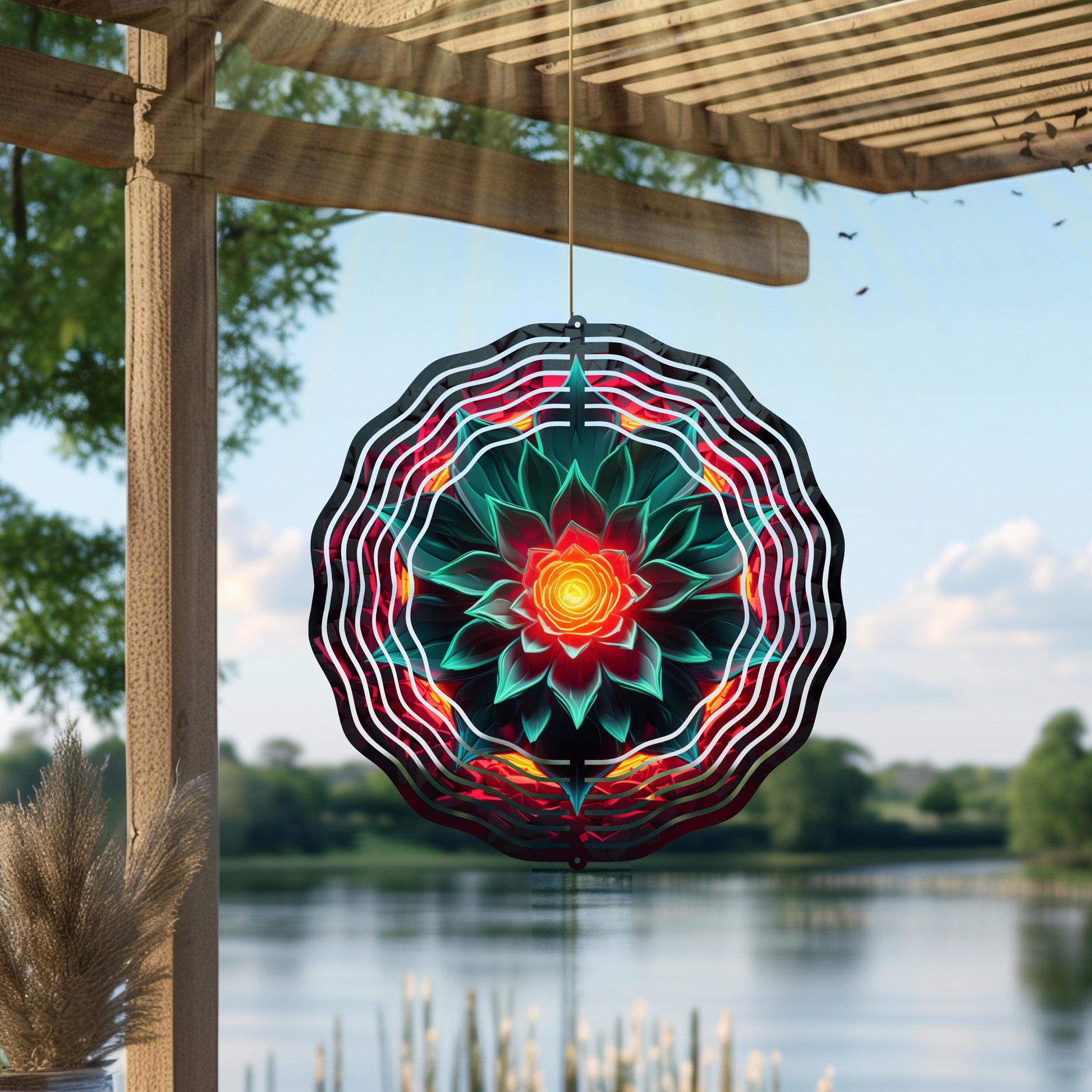 Lotus Flower Wind Spinner | Zen Garden Art, Spiritual Decor