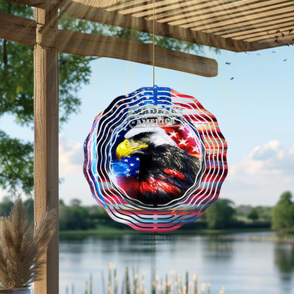 Patriotic Eagle Wind Spinner | USA Metal Garden Art