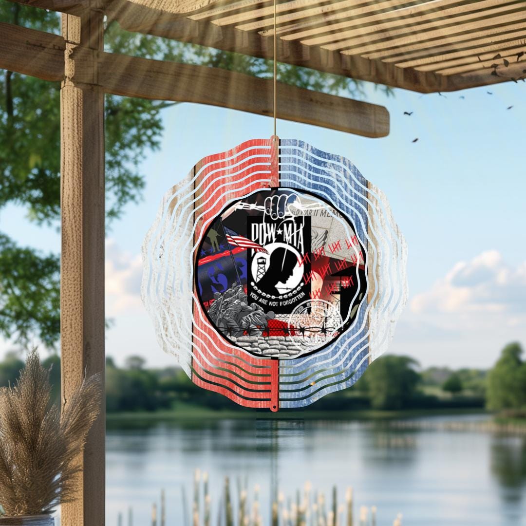 Patriotic Wind Spinner | Veteran Garden Decor, American Flag Art