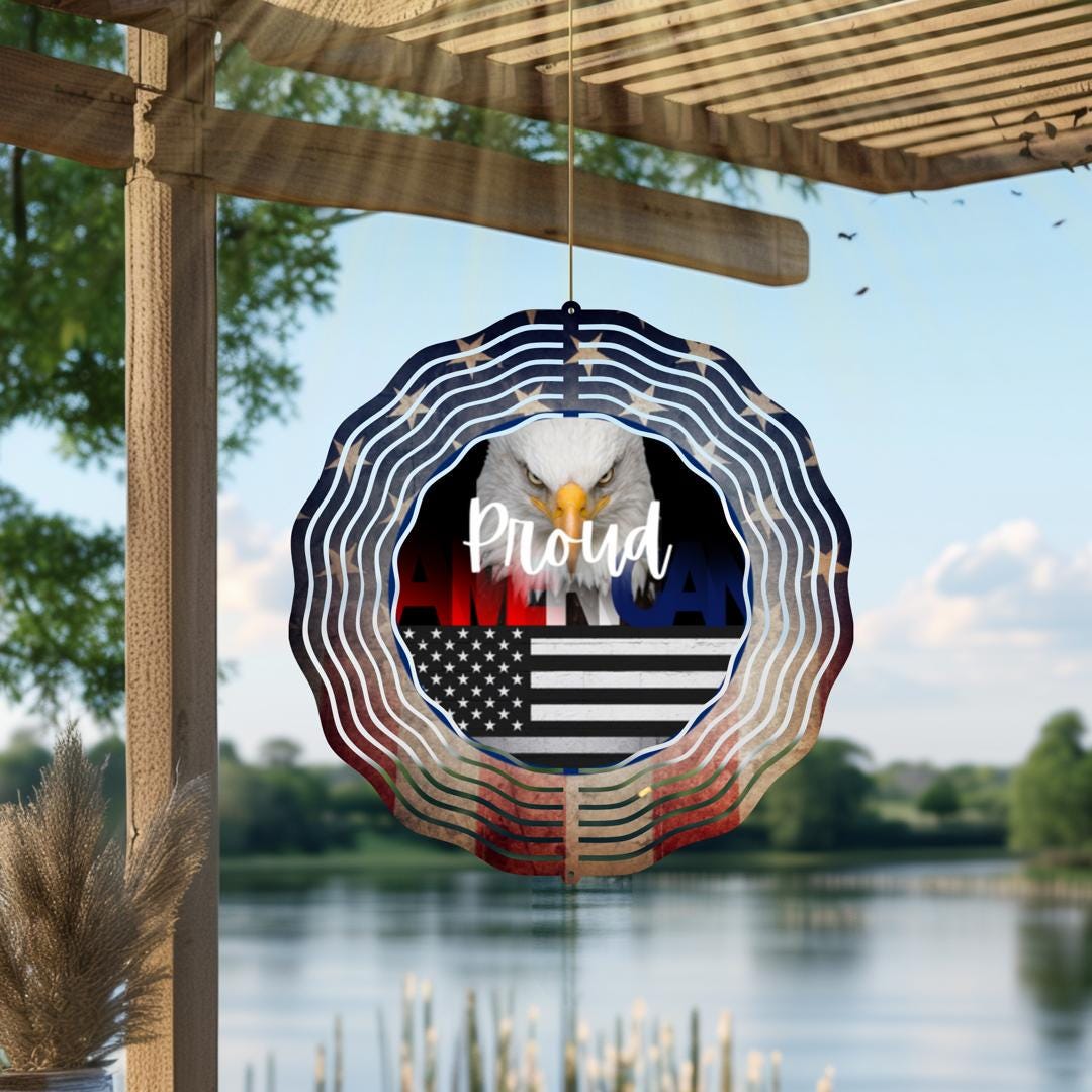 Patriotic Wind Spinner | Veteran Garden Decor, American Flag Art