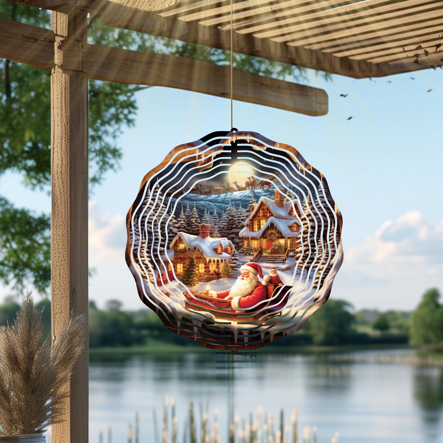 Santa Wind Spinner | Christmas Garden Decor, Holiday Outdoor Art
