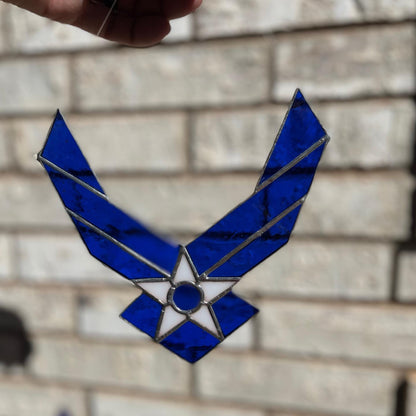 United States Air Force Stained Glass | Patriotic Blue White Suncatcher | Veteran Gift | Military Home Décor | Handmade USA Art