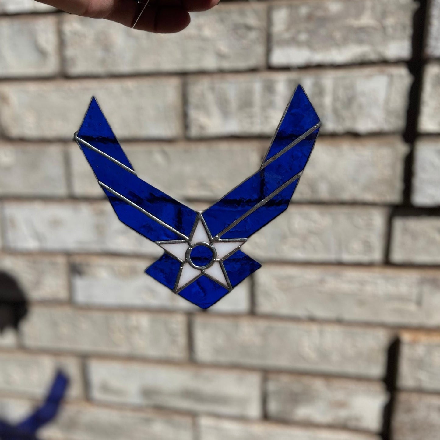 United States Air Force Stained Glass | Patriotic Blue White Suncatcher | Veteran Gift | Military Home Décor | Handmade USA Art