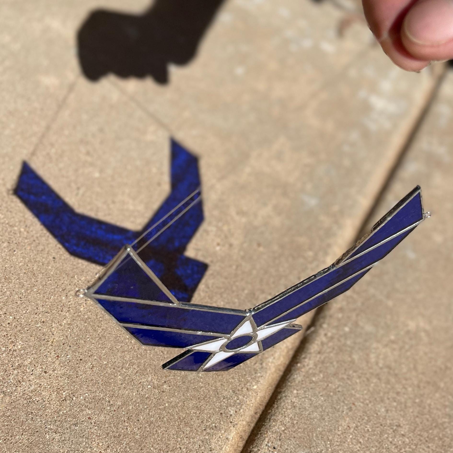 United States Air Force Stained Glass | Patriotic Blue White Suncatcher | Veteran Gift | Military Home Décor | Handmade USA Art