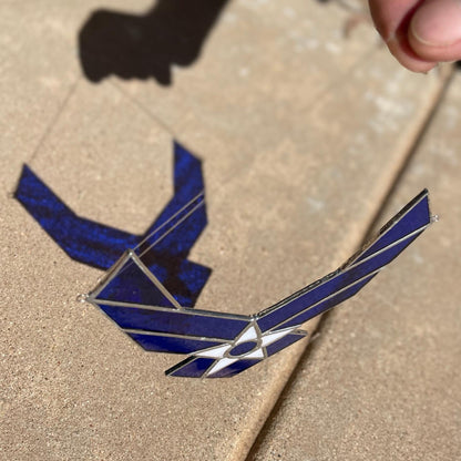 United States Air Force Stained Glass | Patriotic Blue White Suncatcher | Veteran Gift | Military Home Décor | Handmade USA Art